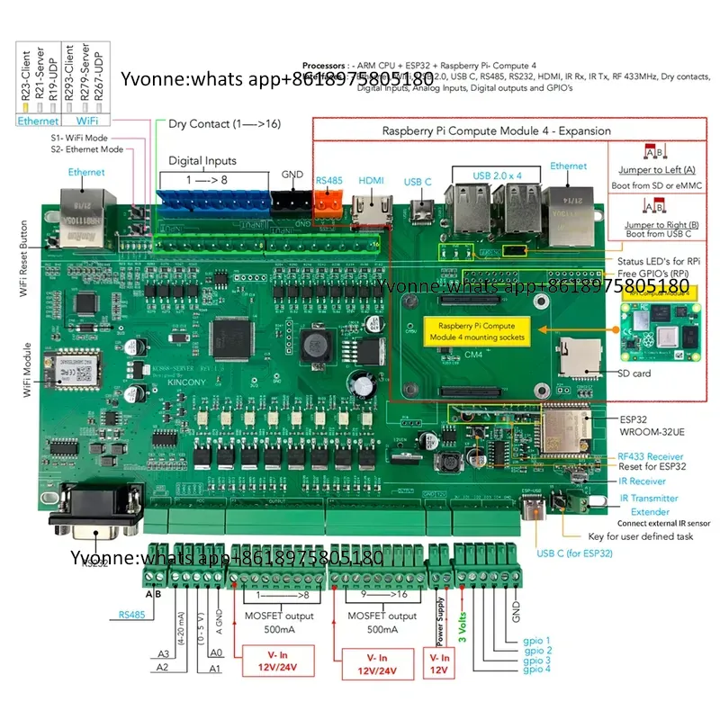 KC868-서버 이더넷 Wifi RS232 RS485  - Diy Home Automation Server 리뷰 및 가격